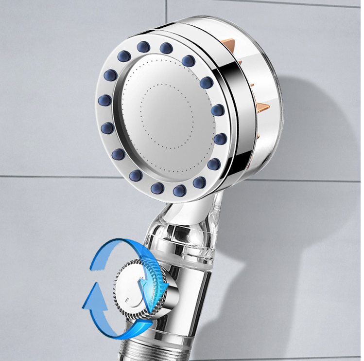 Pressurized Nozzle Turbo Shower Head One-Key Stop Water Saving High Pressure Shower Head Magic Water Line Bathroom Accessor Image