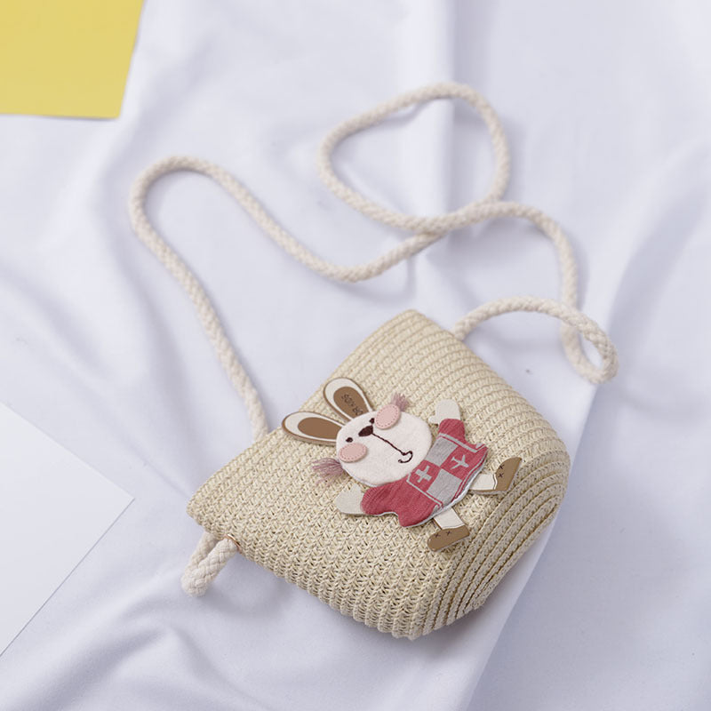 Cute Rabbit Decoration Bag Two-Piece Straw Hat Image