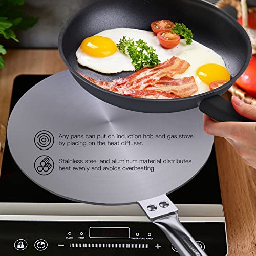 Heat Diffuser Simmer Ring Plate, Stainless Steel With Stainless Handle, Induction Adapter Plate For Gas Stove Glass Cooktop Converter, Flame Guard Induction Hob Pans, 7.5Inch & 8Inch & 9.25 Inch Image