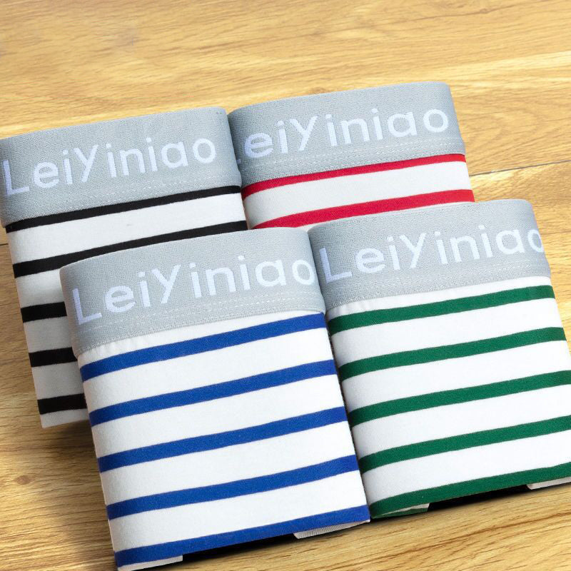 Boxes Of 4 Men's Cotton Striped Printed Boxer Boxers Full Cotton Explosion Style Image