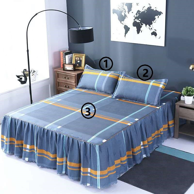 Bed Skirt Pillowcase 3 Woolly Bedsheet Bedding Set Bedspread Image