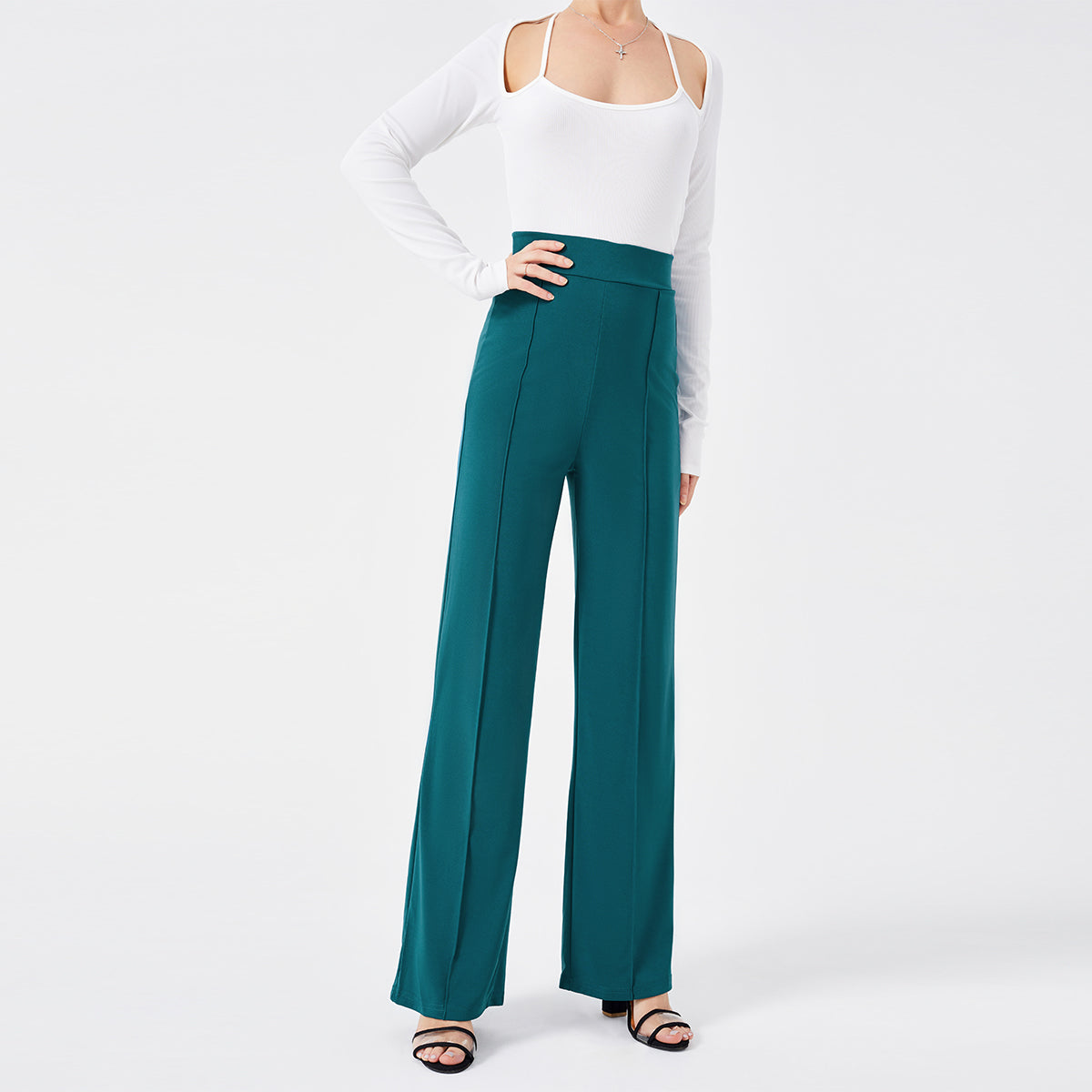 Solid Color Casual Pants Slim, High-waisted Bell Bottoms Image