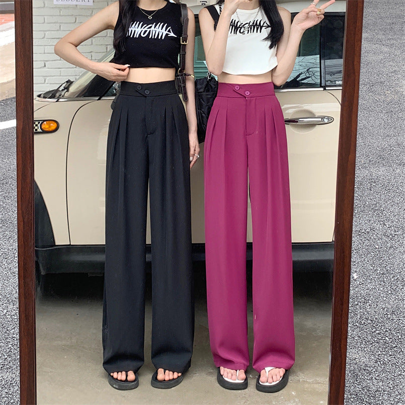 Women's New High Waist Loose Drape Suit Wide Leg Pants Image