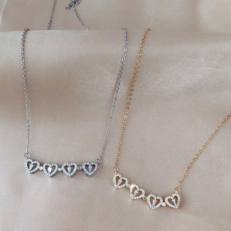 Explosive Style Detachable Deformed Four-leaf Clover Necklace For Women A Multi-wearing Zircon Small Love Short Clavicle Chain Image