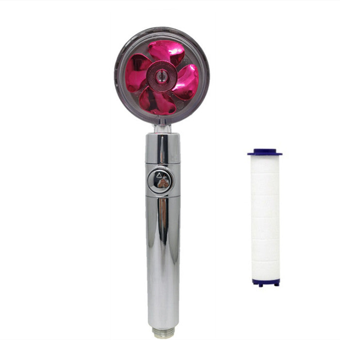 Propeller Driven Shower Head With Stop Button And Cotton Filter Turbocharged High Pressure Handheld Shower Nozzle Image