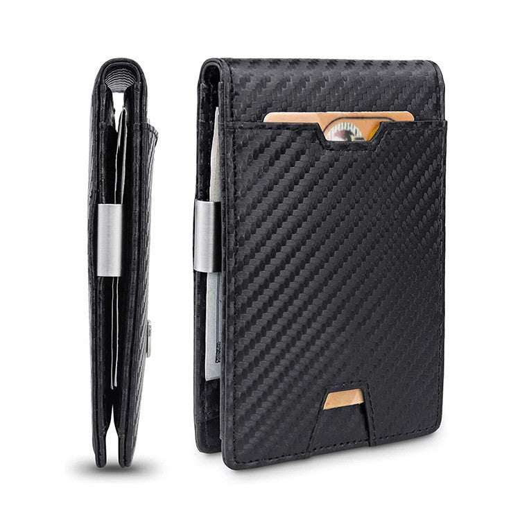 Men's Card Holder Fiber Leather Money Clip Wallet Image