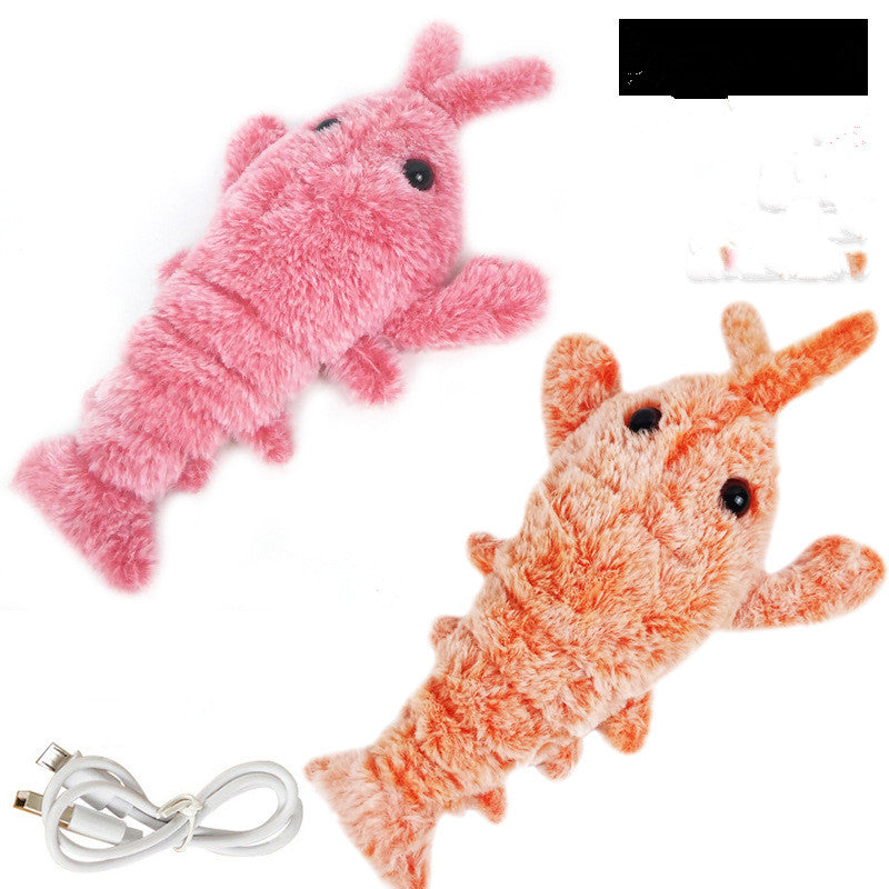 Pet Toys Electric Jumping Shrimp USB Charging Simulation Lobster Funny Cat Plush Pets Toy Image