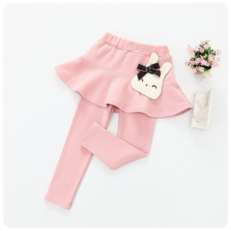 Children's Fake 2 Girls Leggings Cotton Lace Skirt Pants Image