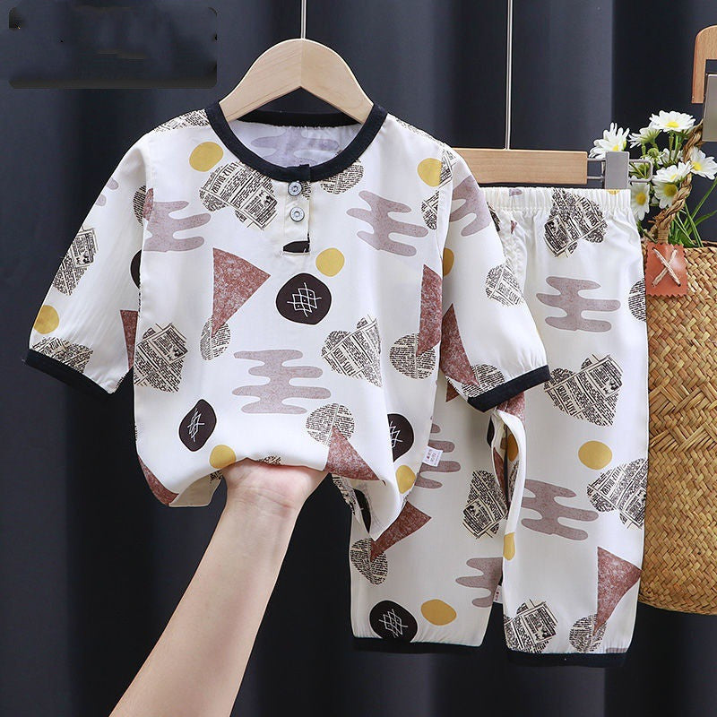 Summer Clothes Cotton Silk Air-conditioning Clothes Baby Clothes Image