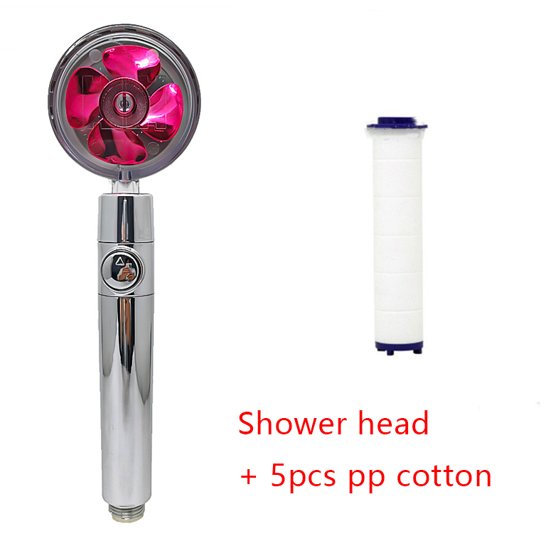 Shower Head Water Saving Flow 360 Degrees Rotating With Small Fan ABS Rain High Pressure Spray Nozzle Bathroom Accessories Image