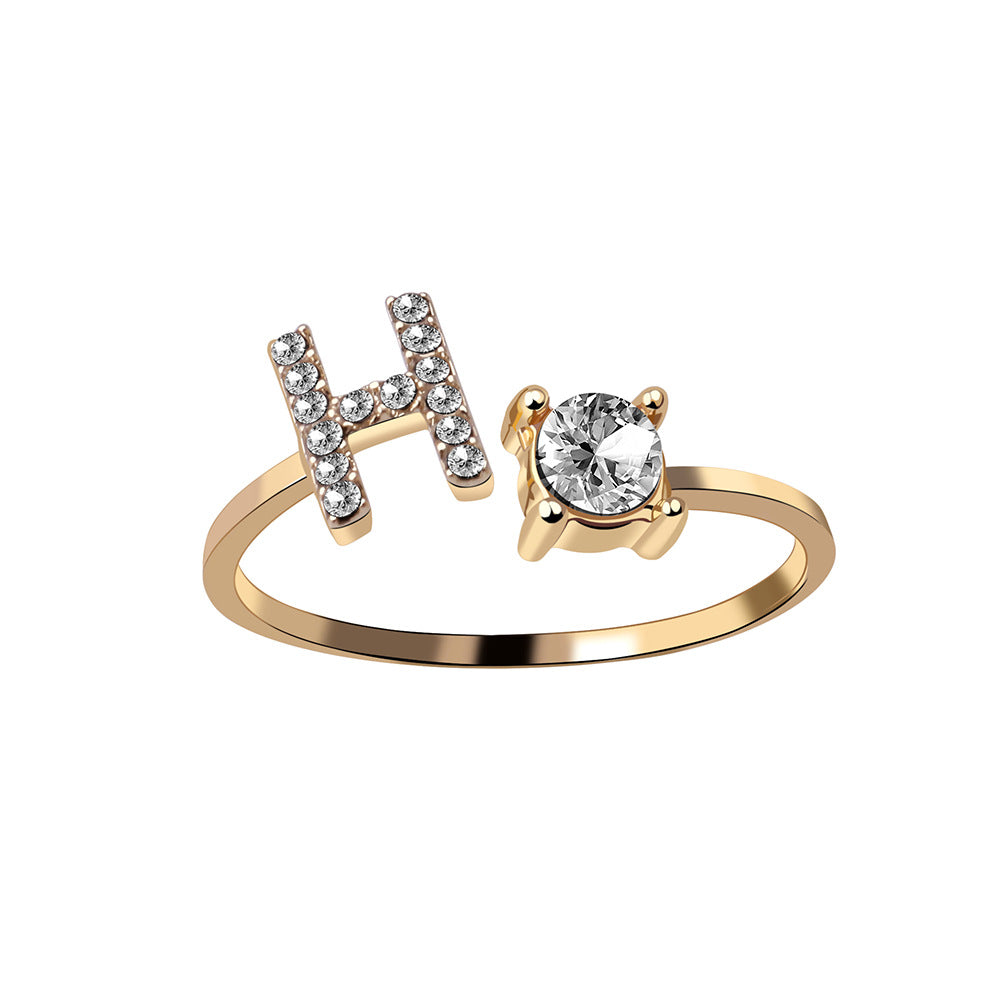 New Design Adjustable 26 Initial Letter Ring Fashion Jewelry For Women Simple Elegant Jewelry Image