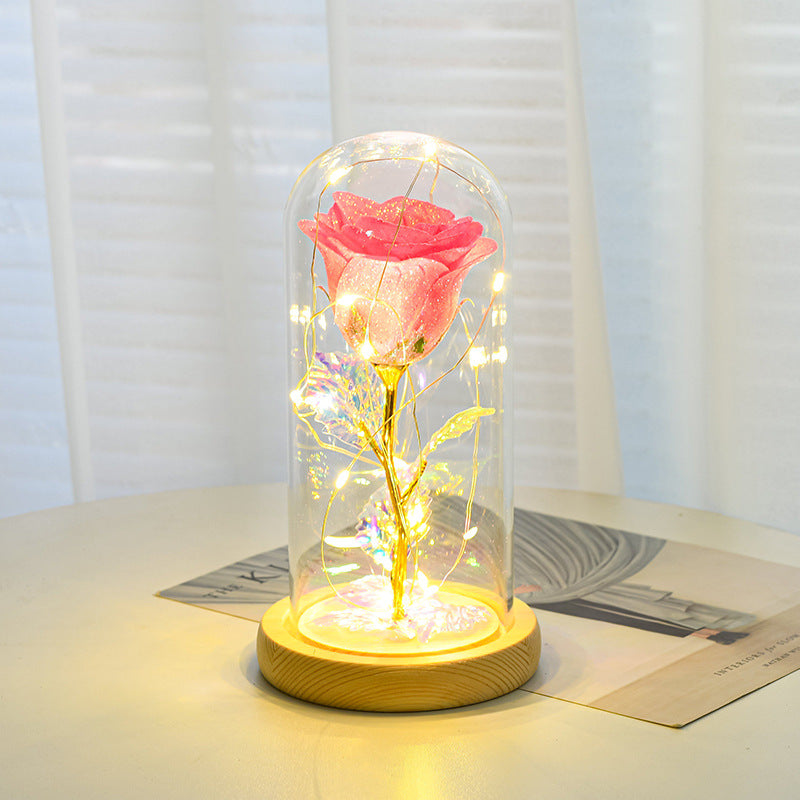 Valentines Day Gift  For Girlfriend Eternal Rose Flowers LED Light In Glass Cover Day Wedding Decoration Favors Mother Day Female Gift  Gift Image