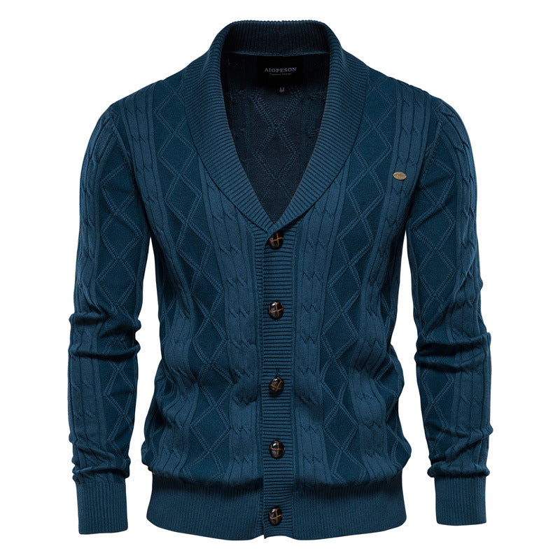 Men's Cardigan Sweater Padded Sweater Trend Image