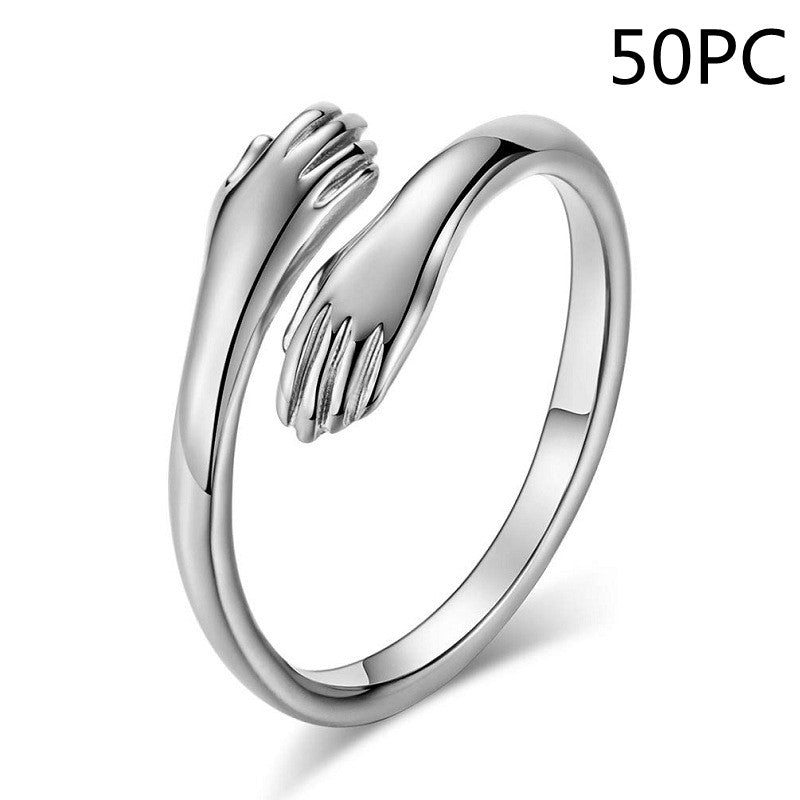 Alloy Simple Hands Hug Ring Opening Adjustable Jewelry Image