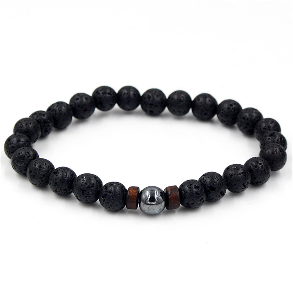 Personality Men's Black Volcanic Stone Bracelet Image