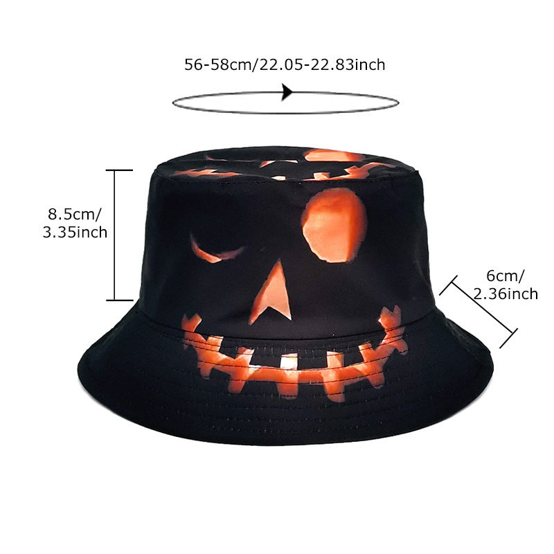 Halloween Hats Creative Cartoon Pumpkin Grimace Printed Sun-shade Fisherman Hat Image