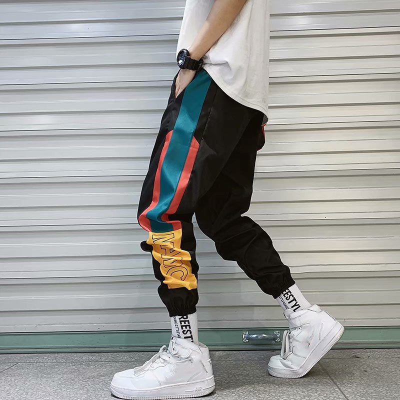 2021 summer men's sports pants Korean version of the trend loose casual Harlan sweatpants men's beam feet pants men's tide Image