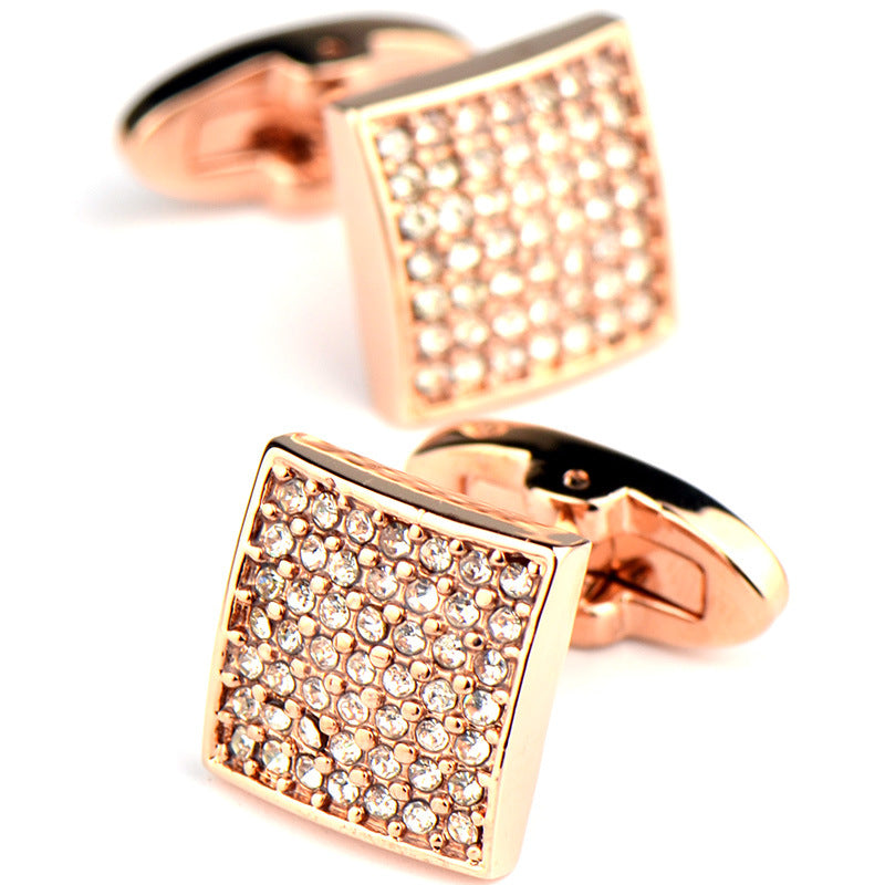 Full Diamond Precision White Diamond Cufflinks Rose Gold French Cufflinks Image