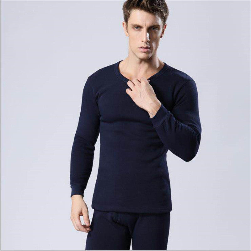 Men Round Neck Warm Pajamas Suit Image