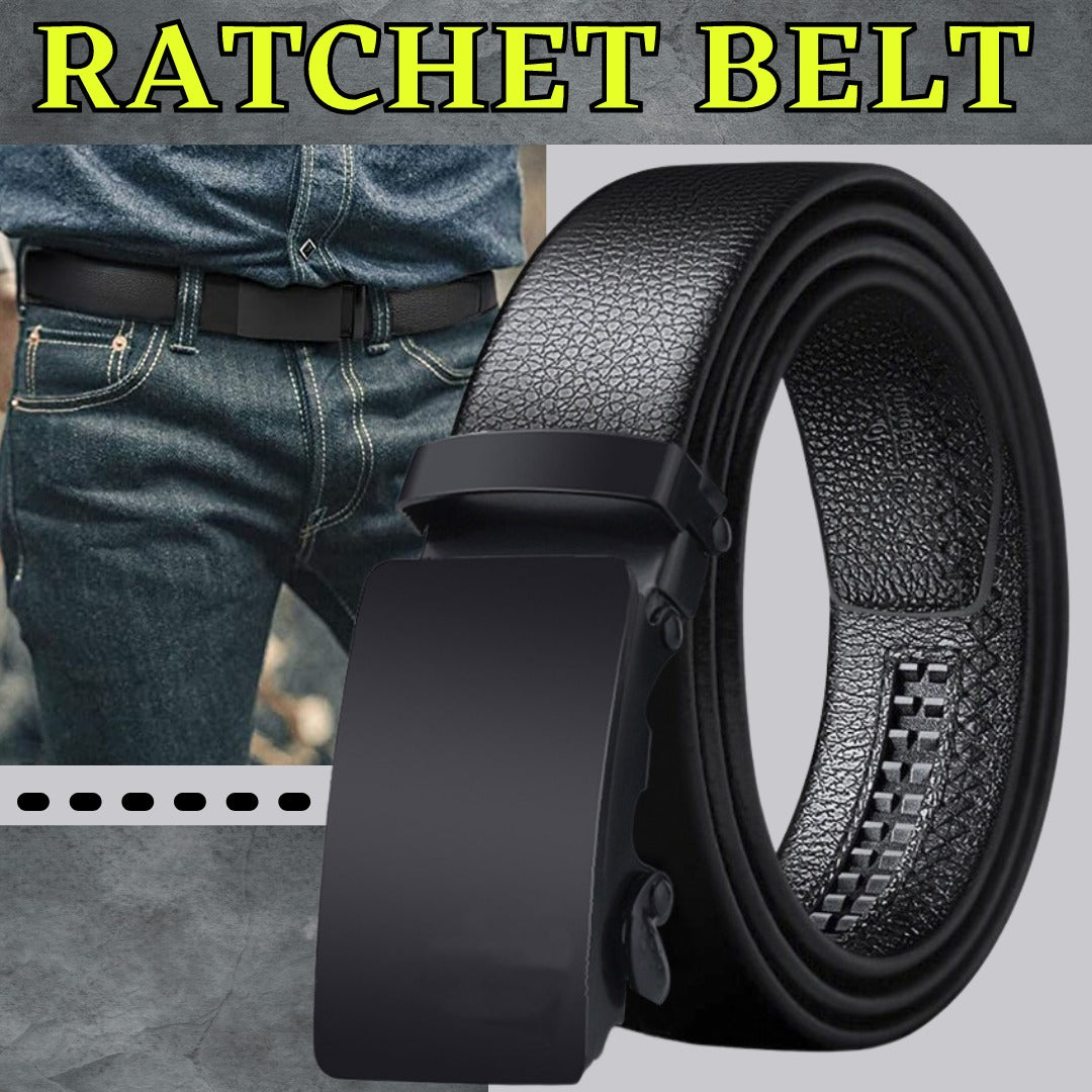 Microfiber Leather Mens Ratchet Belt Belts For Men Adjustable Automatic Buckle Black Image