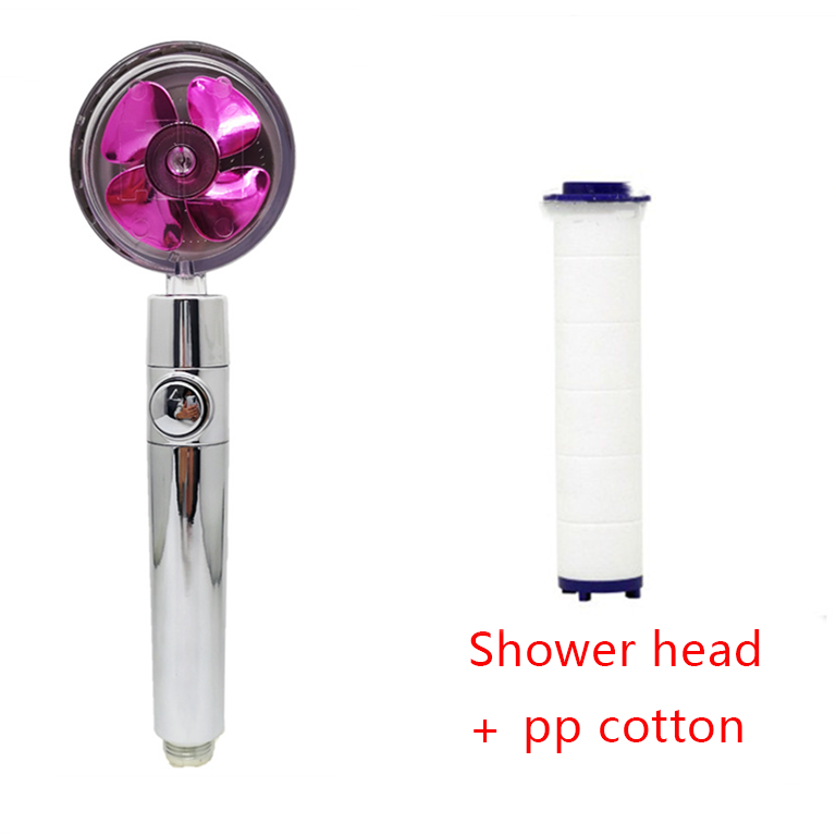 Shower Head Water Saving Flow 360 Degrees Rotating With Small Fan ABS Rain High Pressure Spray Nozzle Bathroom Accessories Image