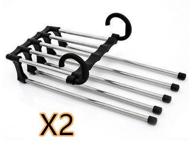 5 In 1 Wardrobe Hanger Multi-functional Clothes Hangers Pants Stainless Steel Magic Wardrobe Clothing Hangers For Clothes Rack Image