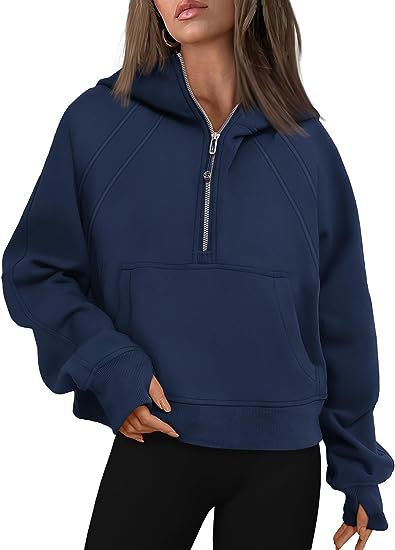 Zipper Hoodies Sweatshirts With Pocket Loose Sport Tops Long Sleeve Pullover Sweaters Winter Fall Outfits Women Clothing Image