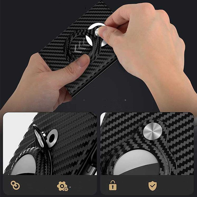 Carbon Fiber Leather Card Holder Black Stripe Multifunctional Image