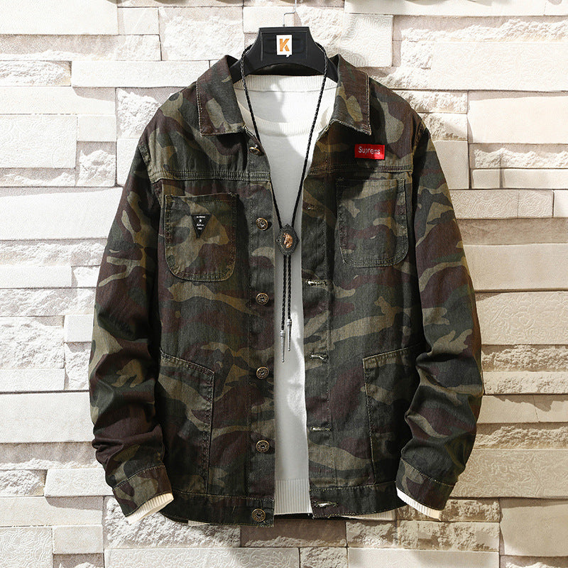 New Mens Camouflage Denim Jacket Coat Man Coats Jaqueta Masculino Jeans Jacket & Coats Fashion Design Autumn Brand Clothing Image