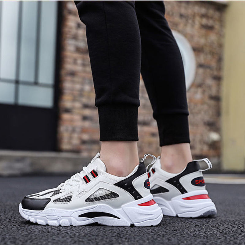 White Sneakers Men Non Slip Walking Running Shoes Sports Image