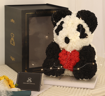 Valentine's Day Gift Rose Bear Eternal Flower Rose Teddy Bear PE Foam Bear 25cm Valentines Day Image