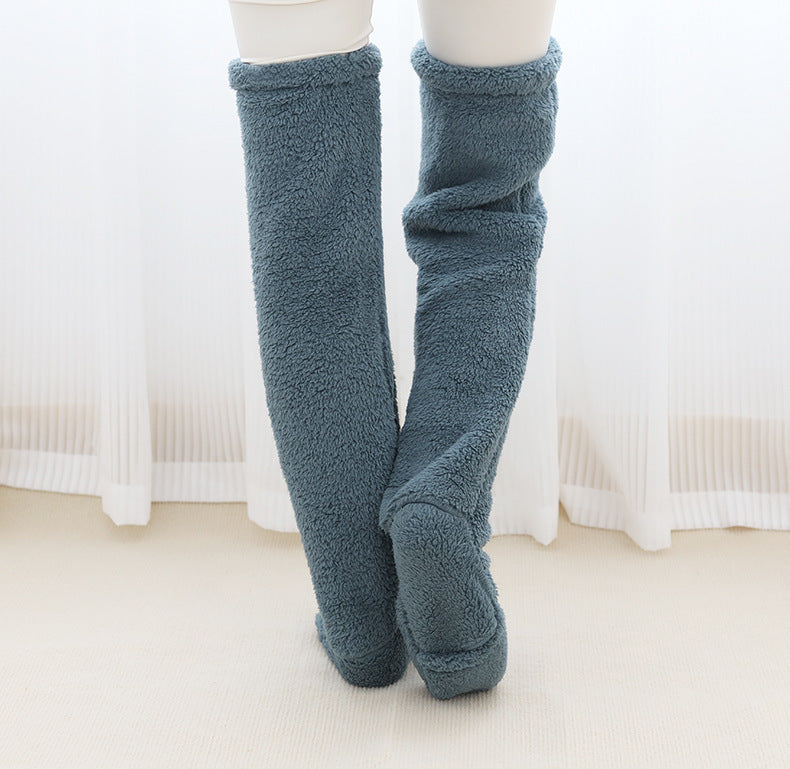 Over Knee High Fuzzy Long Socks Winter Warm Cold Leg Knee Joint Cold-proof Stockings Home Floor Sleeping Socks Image