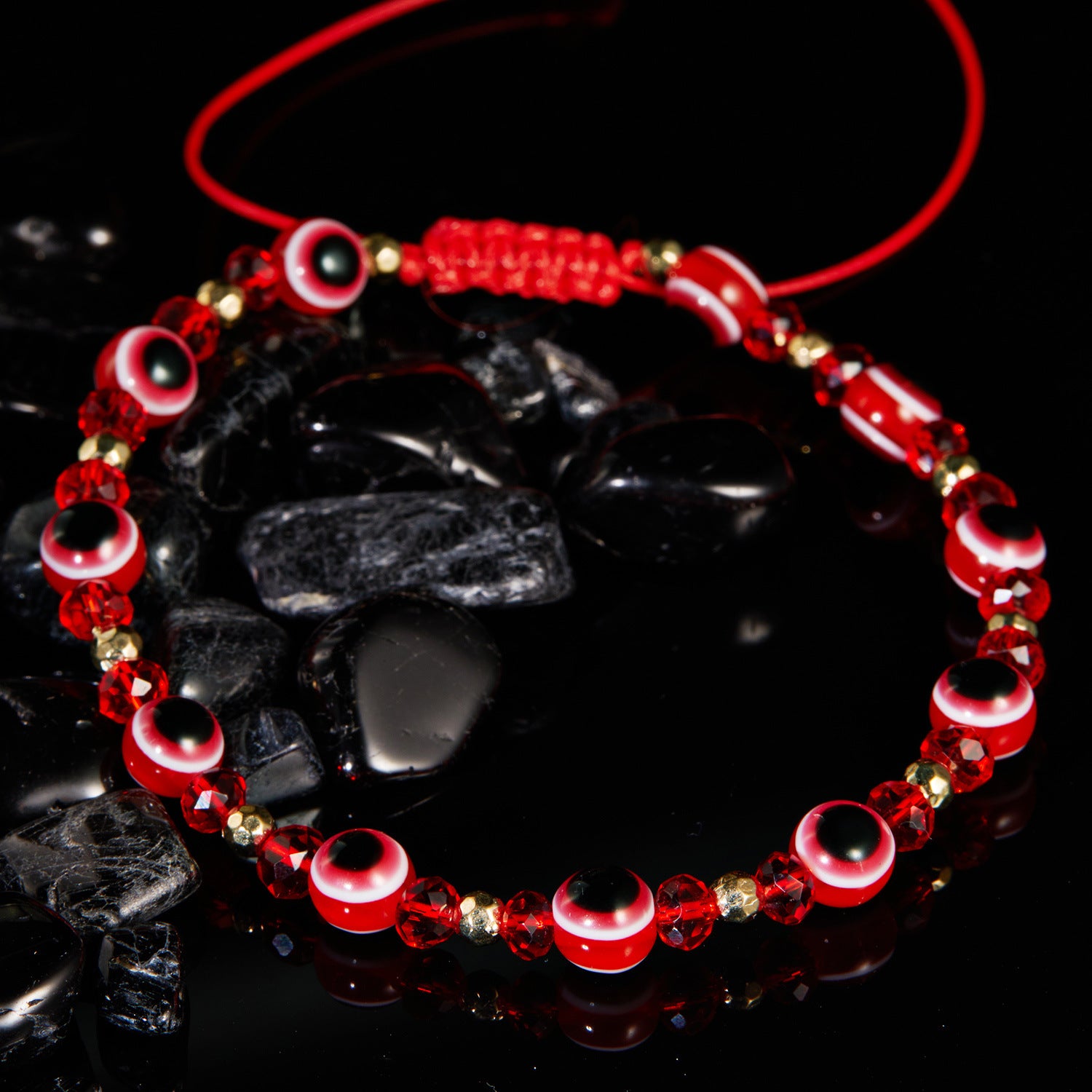 Eye Crystal Bead Pull Adjustable Bracelet Image