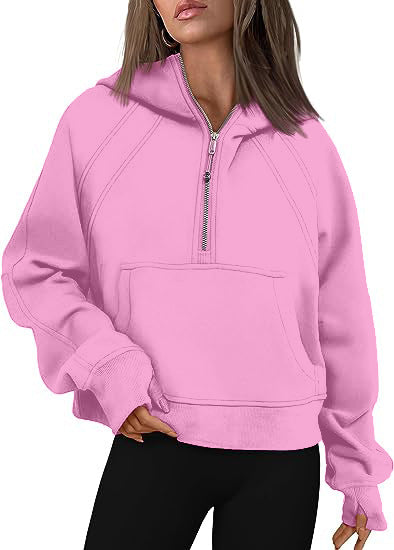 Zipper Hoodies Sweatshirts With Pocket Loose Sport Tops Long Sleeve Pullover Sweaters Winter Fall Outfits Women Clothing Image