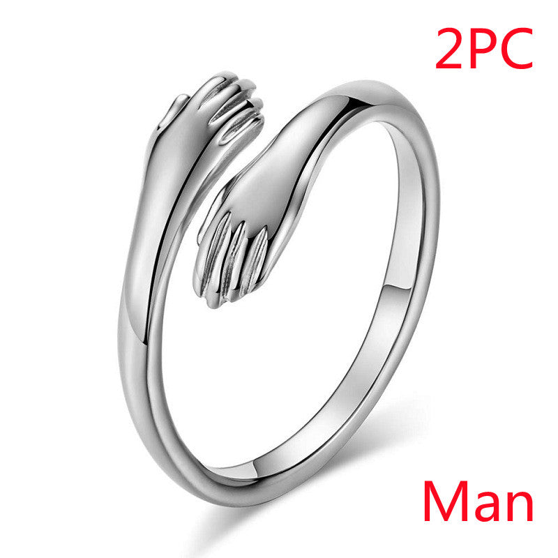 Alloy Simple Hands Hug Ring Opening Adjustable Jewelry Image