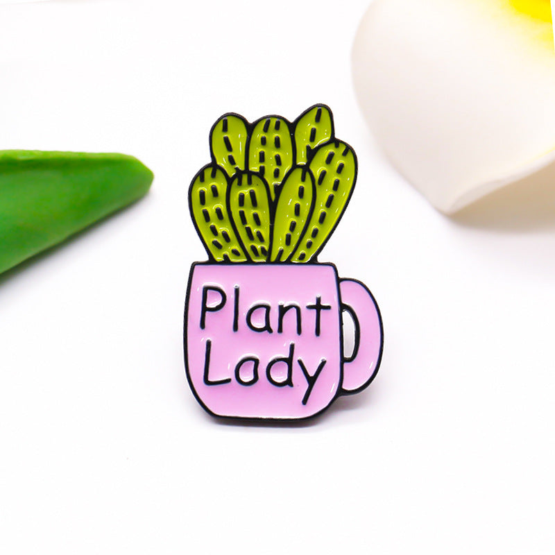 Brooch Cactus Potted Plant Lady Plant Lady Badge Image