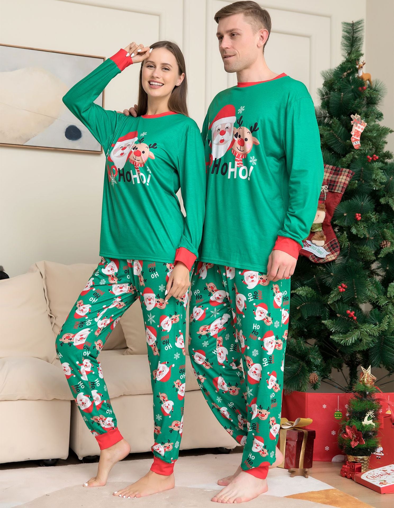 Christmas Pajamas For Family Matching Family Christmas PJs Sets Santa Claus Printed Top Sleepwear Image