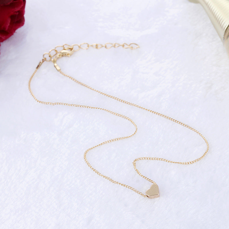 Simple Fashion Gold Color Double-sided Love Pendant Necklaces Clavicle Chains Necklace Women Jewelry Valentines Day Gift Image