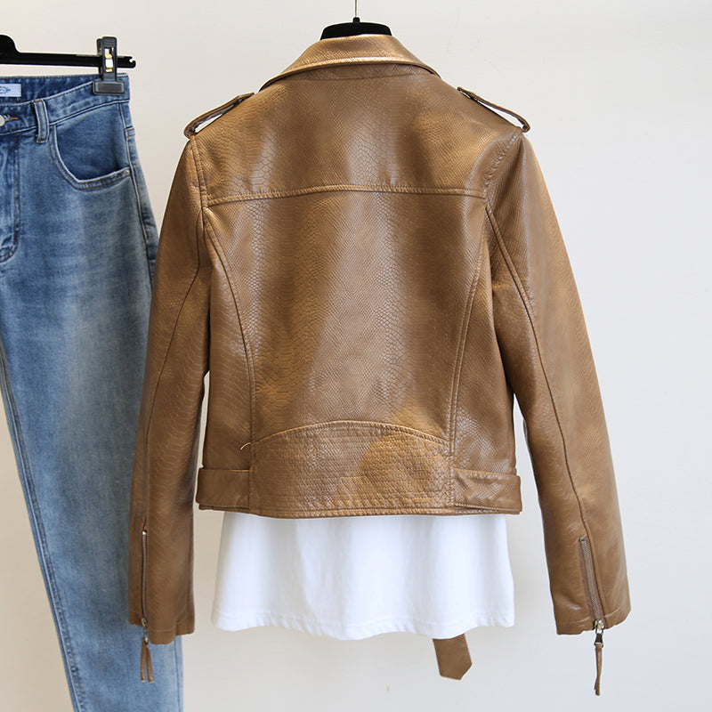 Women's Short Leather Jacket Spring And Autumn Image