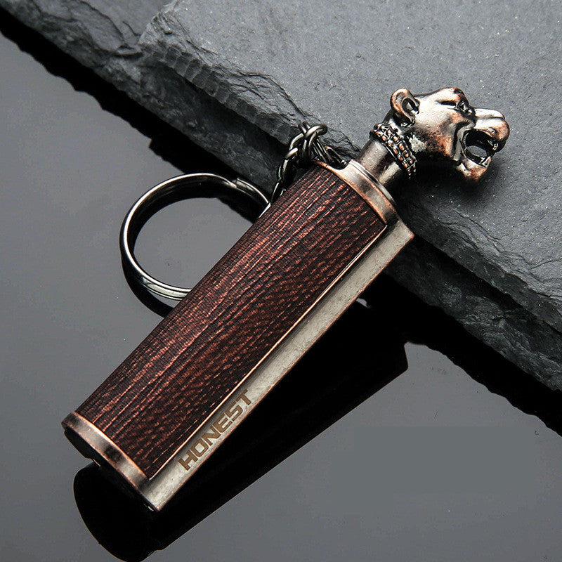 Creative Metal Keychain Lighter Wild Fire Ten Thousand Times Use Kerosene Lighters Gifts For Men Image