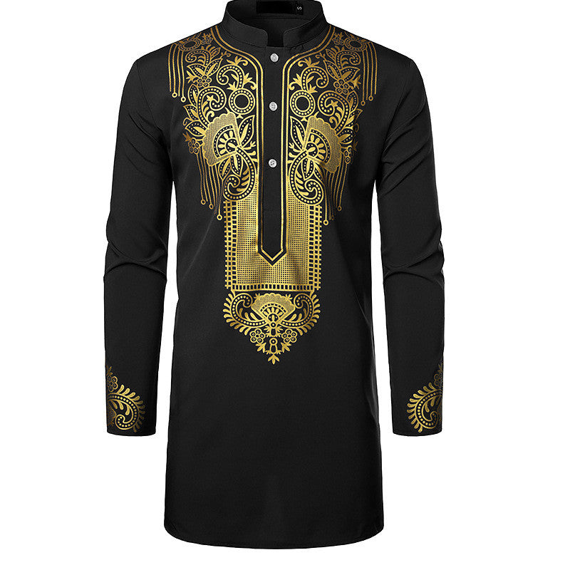 Men's African Printed Totem Long Shirt Image