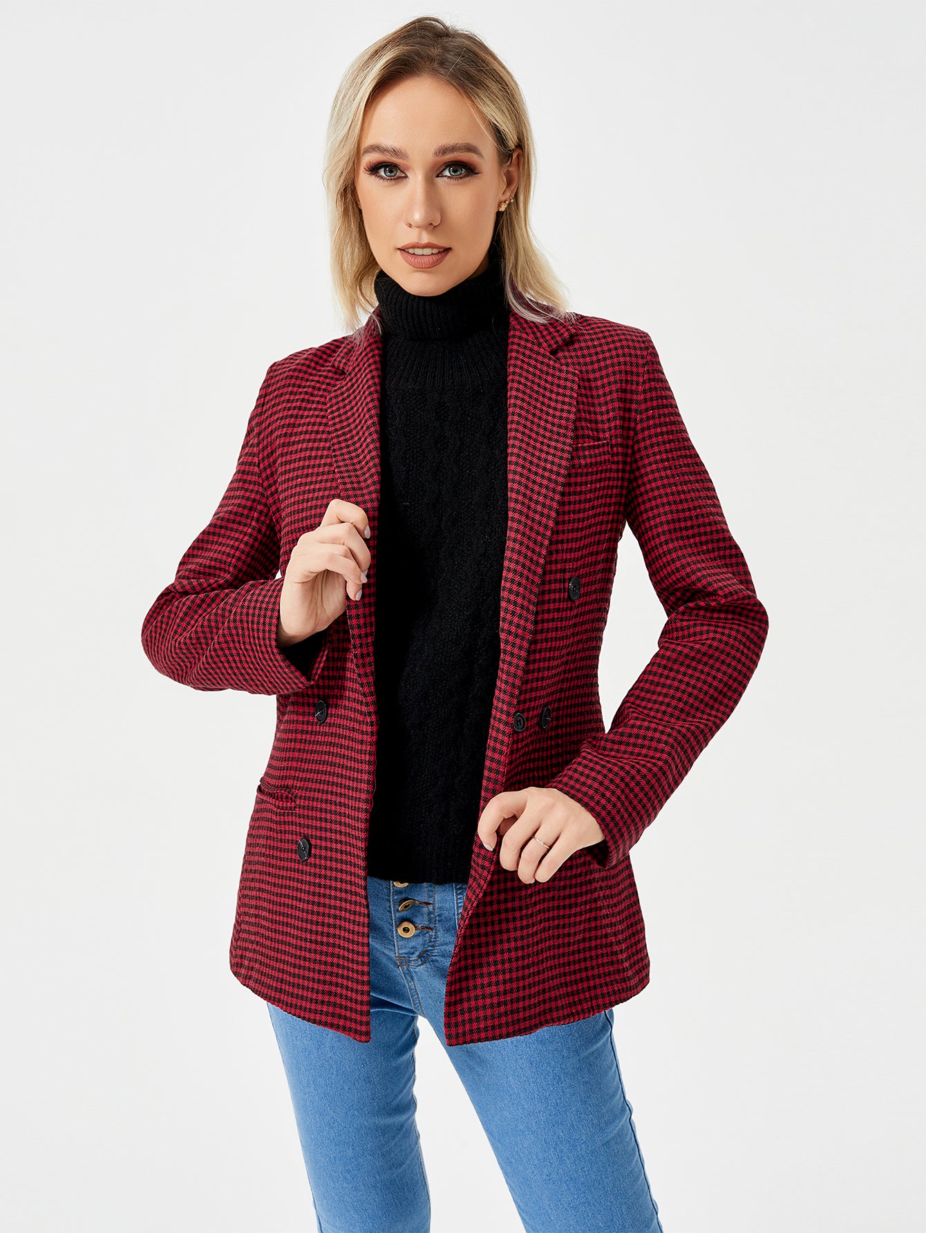 Womens Casual Blazer Jacket  Long Sleeve Work 0ffice Blazer Lapel  Jacket Image