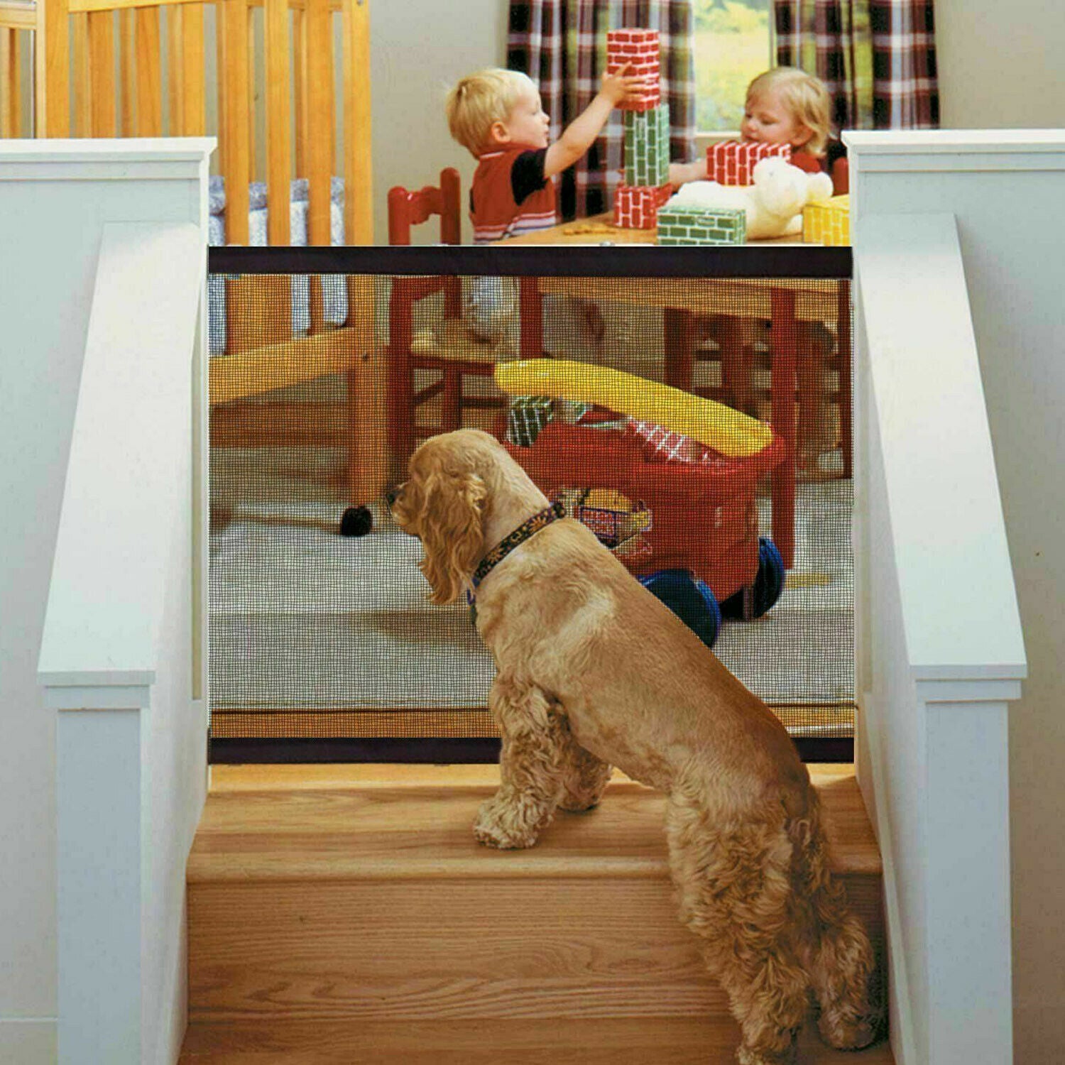 Pet Dog Fence Gate Safe Guard Safety Enclosure Dog Fences Dog Gate The Ingenious Mesh Magic Pet Gate Pet Supplies Dropshipping Image