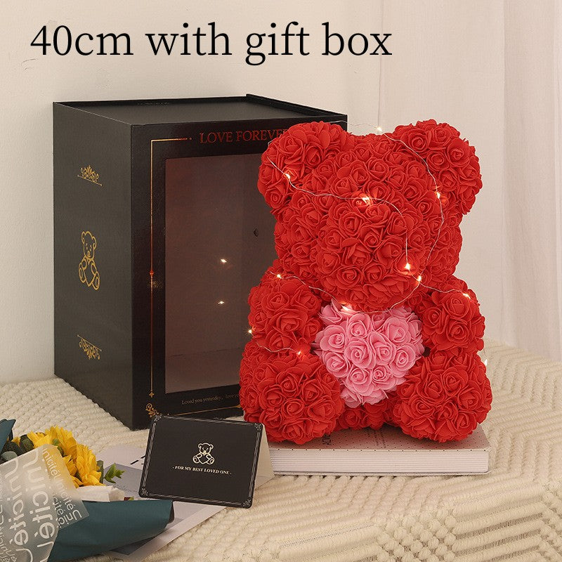 Valentine's Day Gift Rose Bear Eternal Flower Rose Teddy Bear PE Foam Bear 25cm Valentines Day Image