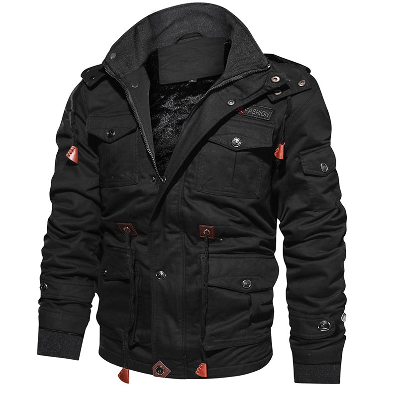 Men Winter Fleece Jacket Warm Hooded Coat Thermal Thick Outerwear Male Military Jacket Image