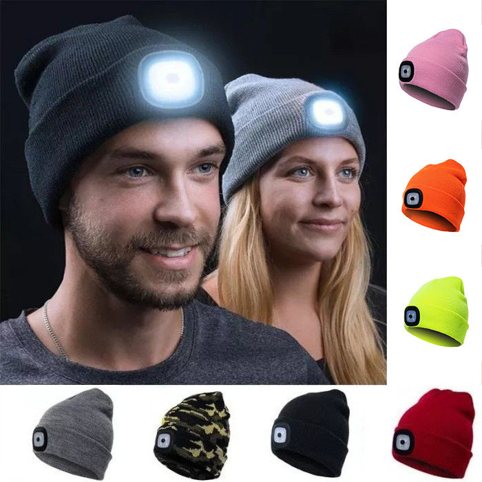 LED Knit Hat Button Cell Type Knitted Hat With Light Glowing Image