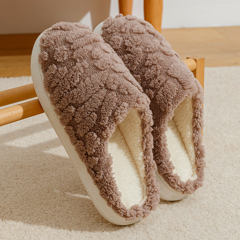 Soft Plush Slippers Women Men Cozy Fluffy Fleece House Shoes Winter Warm Slip On Floor Bedroom Slippers Image