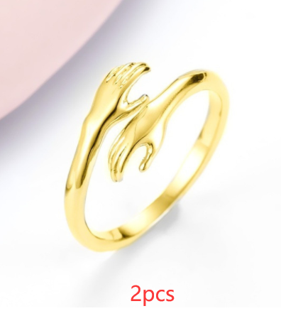 Alloy Simple Hands Hug Ring Opening Adjustable Jewelry Image