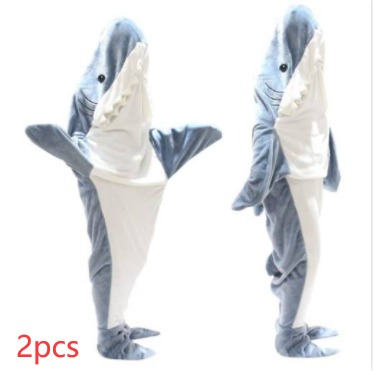 Cartoon Shark Sleeping Bag Pajamas Office Nap Shark Blanket Karakal High Quality Fabric Mermaid Shawl Blanket For Children Image