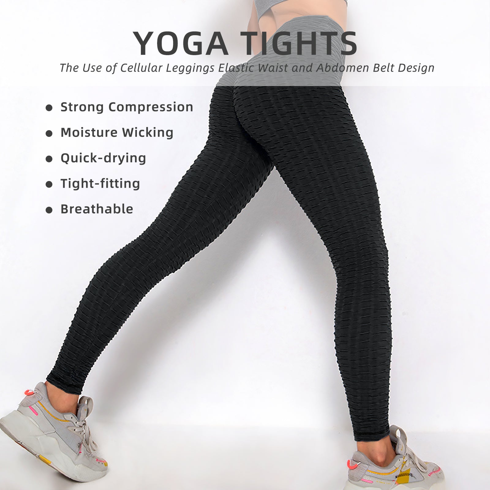 Women TIK Tok Leggings Bubble Textured Leggings Butt Lifting Yoga Pants Black Amazon Banned Image